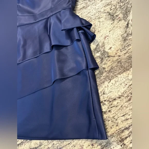 Max and Cleo Mariner Blue Strapless Tiered Ruffle Cocktail Dress Size 8 - Picture 9 of 13